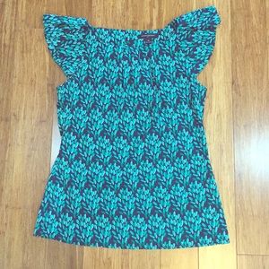 Banana Republic navy and green top